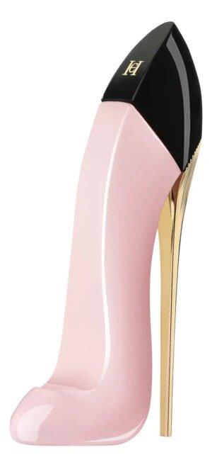 Frasco do perfume Carolina Herrera Good Girl Blush em formato de salto alto rosa pastel