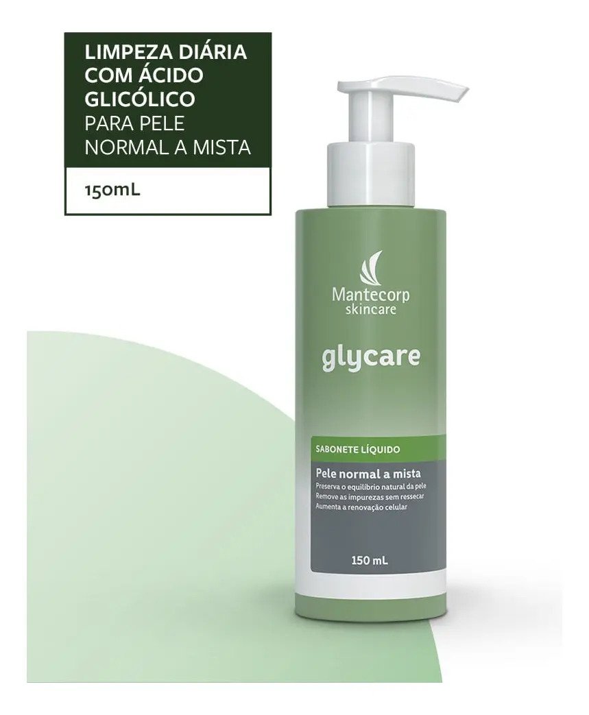 Frasco do Sabonete Líquido Facial Glycare Mantecorp de 150ml
